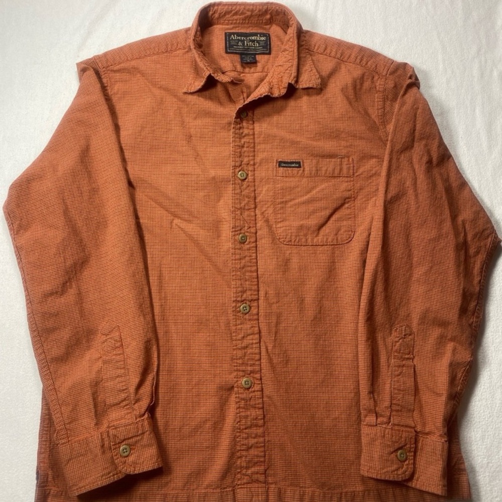 Abercrombie & Fitch Men's Rust Button Down Shirt